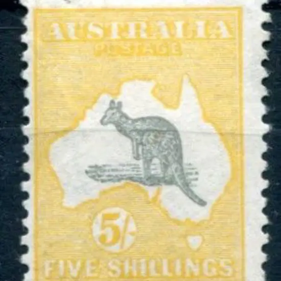5/- grey & deep yellow. MLH, centred left with a ...