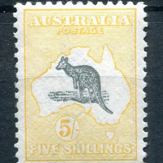 5/- grey & deep yellow with “Two breaks in N.S.W. ...