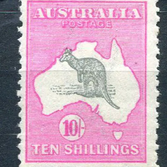 10/- grey & deep aniline pink. MLH, centred ...