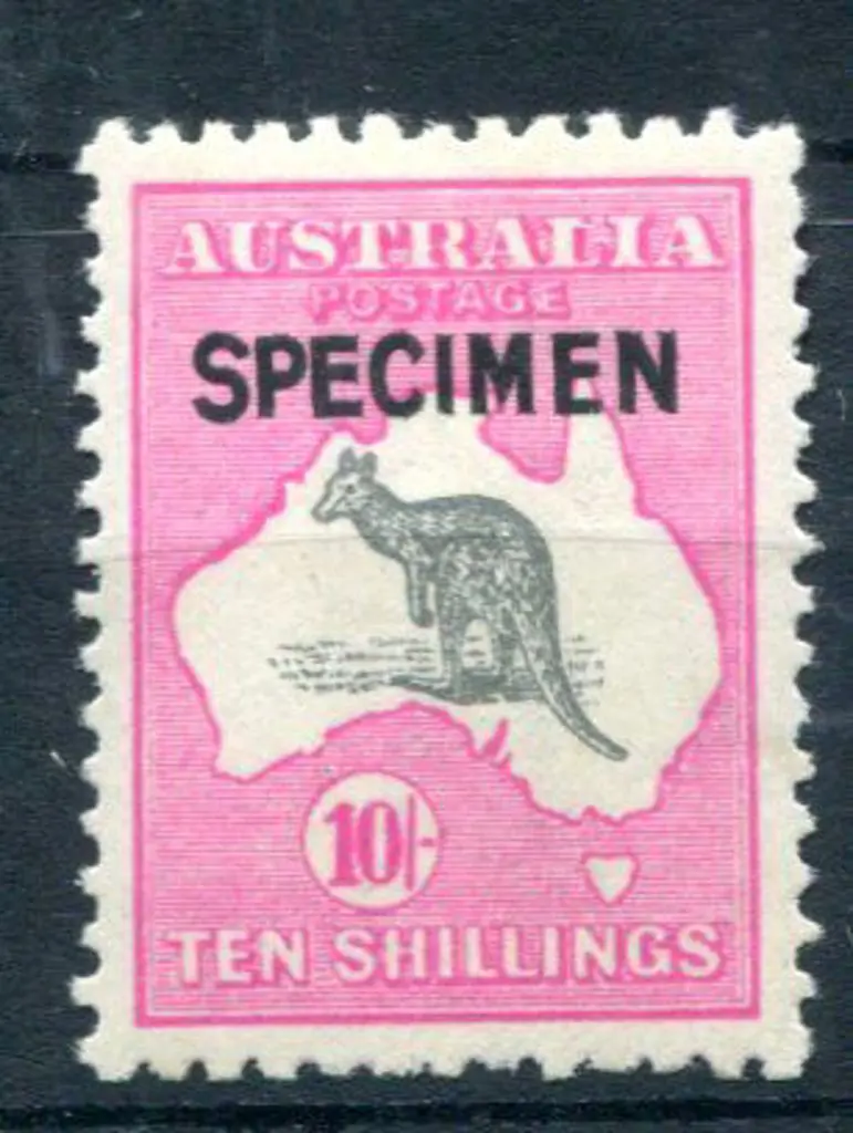 10/- grey & deep aniline-pink opt "SPECIMEN" type ... Image 1++