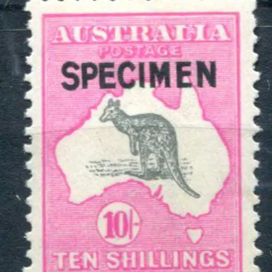 10/- grey & deep aniline-pink opt "SPECIMEN" type ...