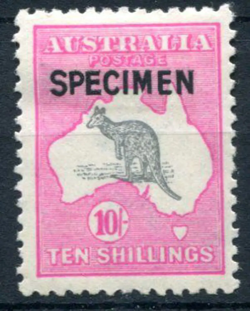 10/- grey & deep aniline-pink ovptd "SPECIMEN" ... Image 1++