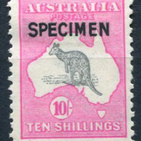 10/- grey & deep aniline-pink ovptd "SPECIMEN" ...
