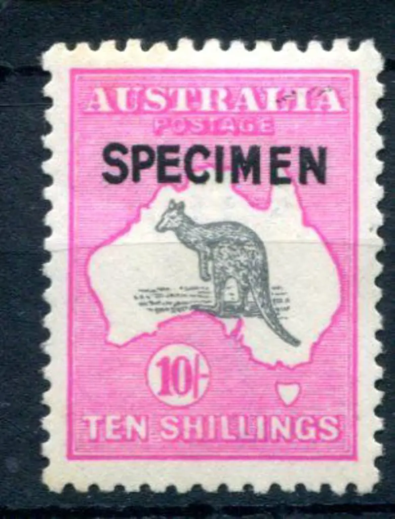 10/- grey & deep aniline-pink ovptd "SPECIMEN" ... Image 1++