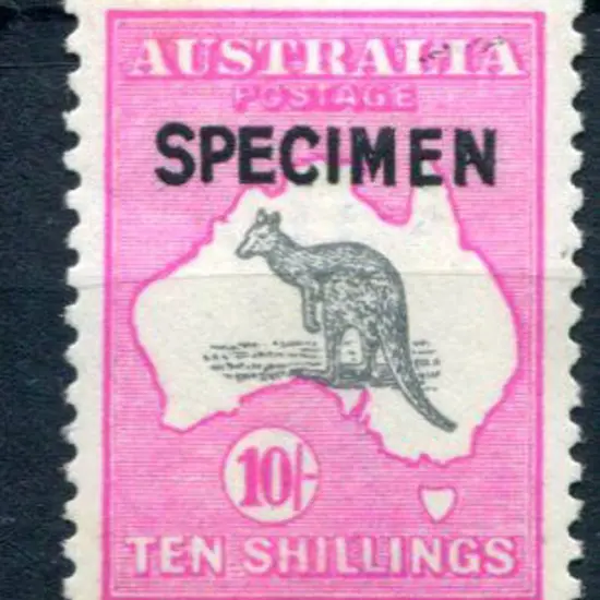 10/- grey & deep aniline-pink ovptd "SPECIMEN" ...