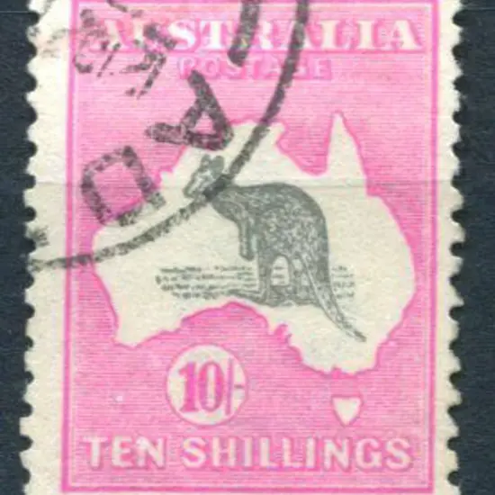 10/- grey & deep pink with "Short Spencer's Gulf" ...