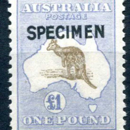 £1 purple-brown & blue ovptd "SPECIMEN" type B. ...
