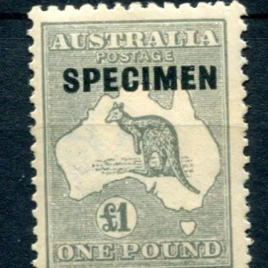 £1 grey ovptd "SPECIMEN" type D. MLH with tanned ...