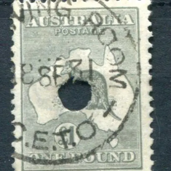£1 deep grey with small Telegraph puncture. ...
