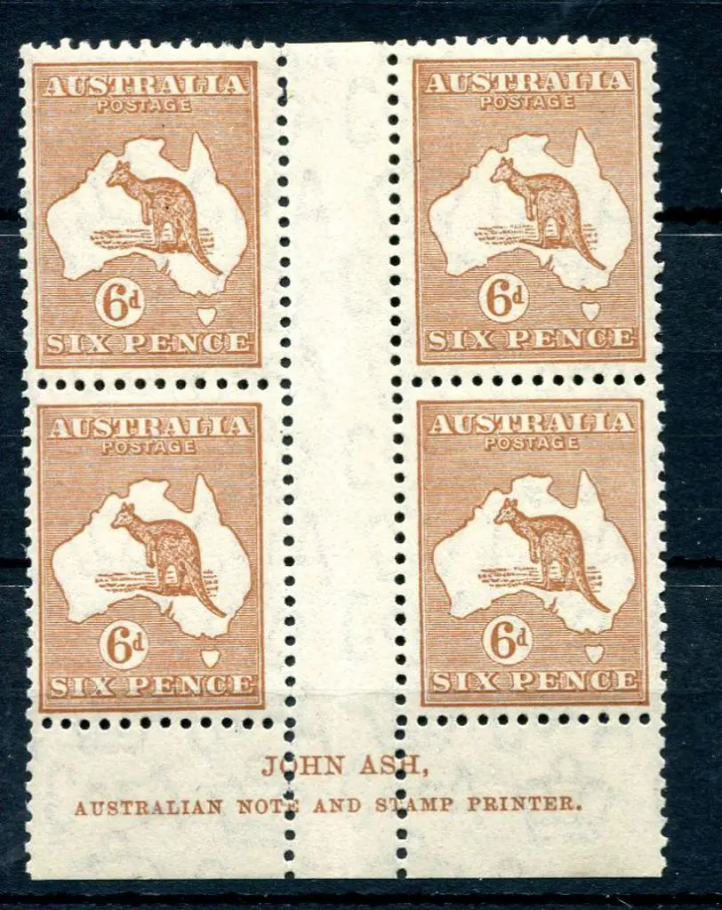1931-47 CofA 6d chestnut, Plate 3 John Ash "N over ... Image 1++