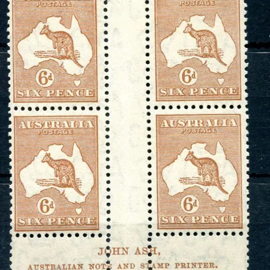 1931-47 CofA 6d chestnut, Plate 3 John Ash "N over ...