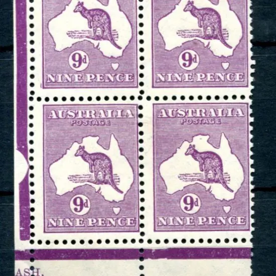 1931-47 CofA 9d violet in lower left selvedge part ...