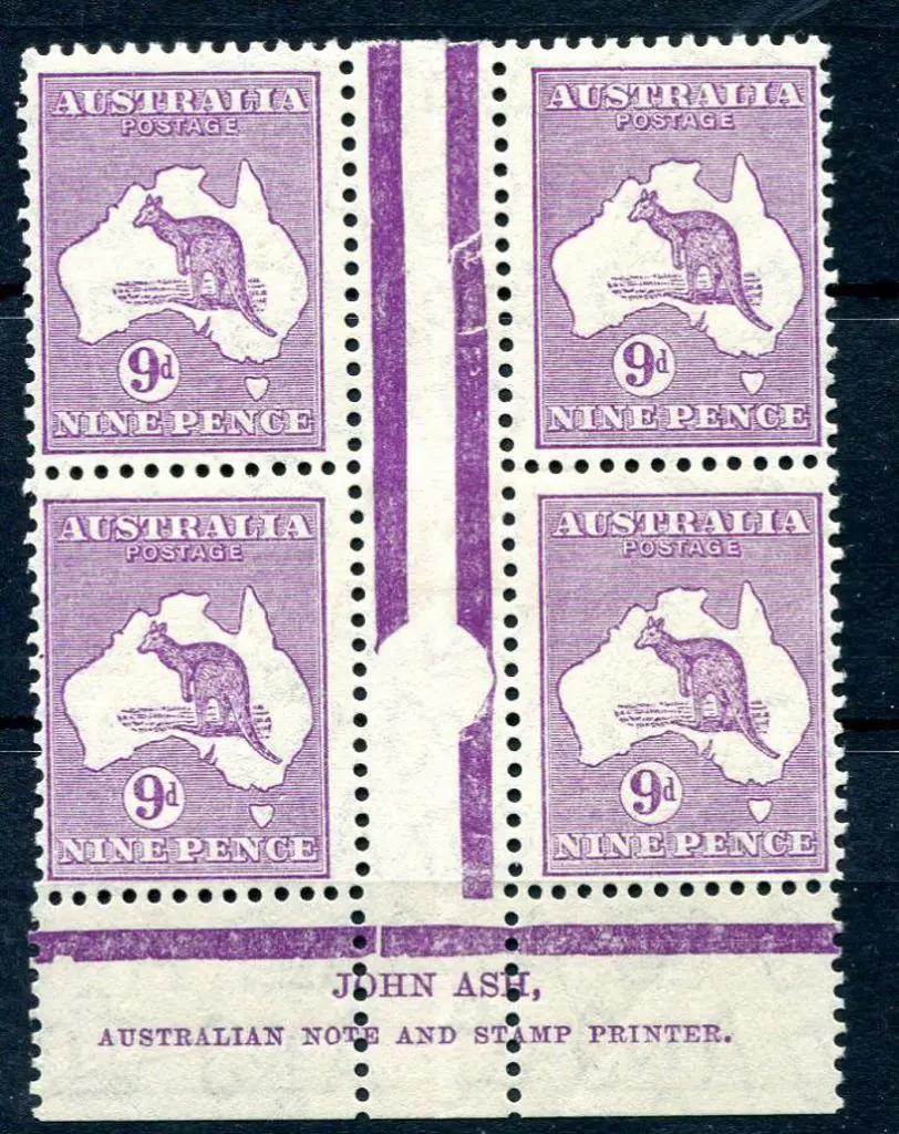 1931-47 CofA 9d violet, Plate 3 John Ash "N over ... Image 1++