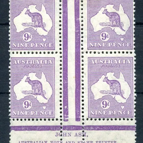 1931-47 CofA 9d purple, Plate 3 John Ash "N over ...