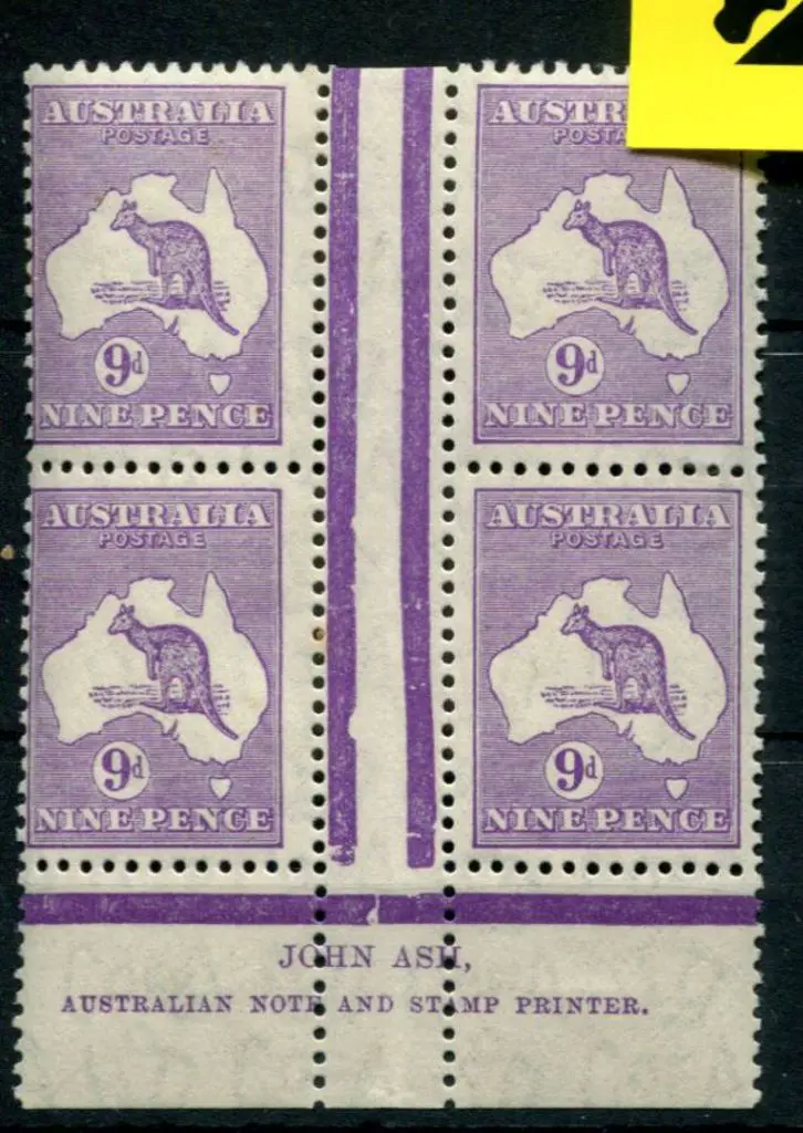 1931-47 CofA 9d purple, Plate 4 first state John ... Image 1++