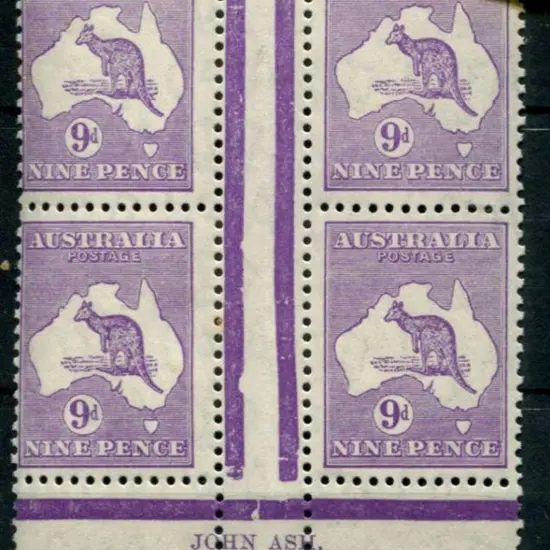 1931-47 CofA 9d purple, Plate 4 first state John ...