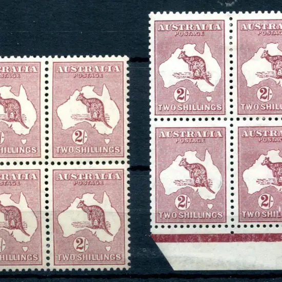 1931-47 CofA 2/- maroon block of 4 with "Chopped ...