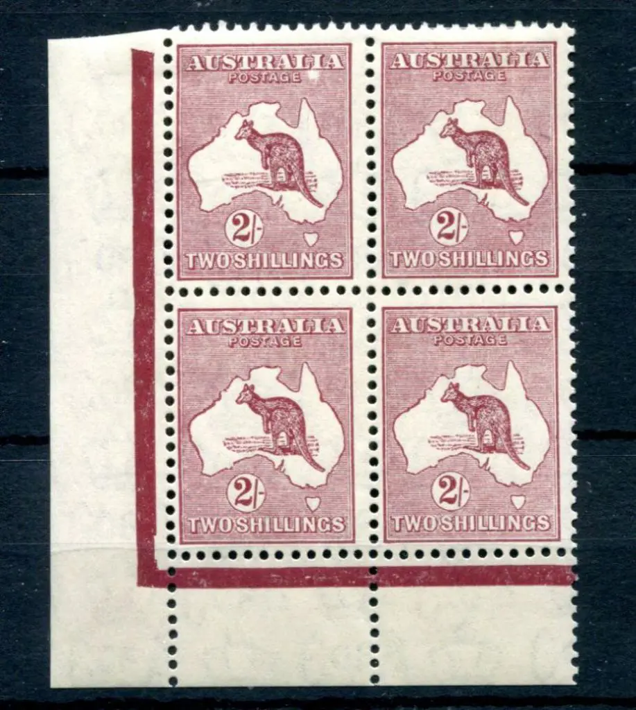 1931-47 CofA 2/- maroon Die II bottom left corner ... Image 1++