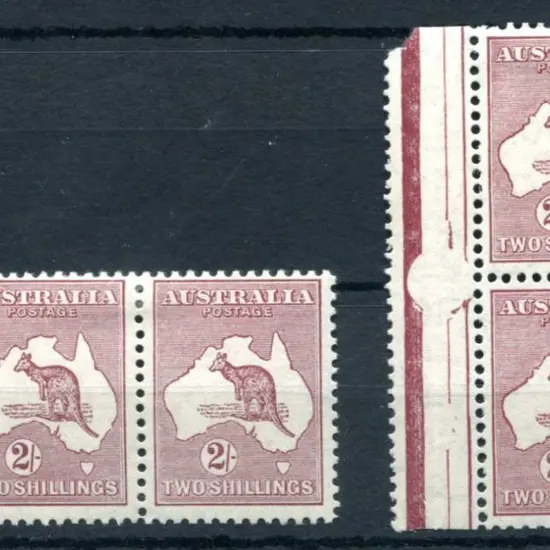 1931-47 CofA 2/- maroon Die II x 2 selvedge pairs ...