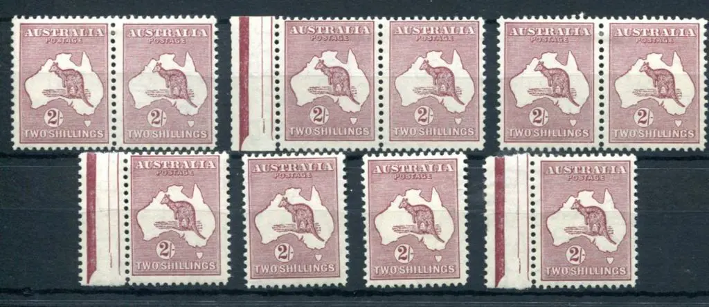 1931-47 CofA 2/- maroon Die II x 3 MLH pairs with ... Image 1++