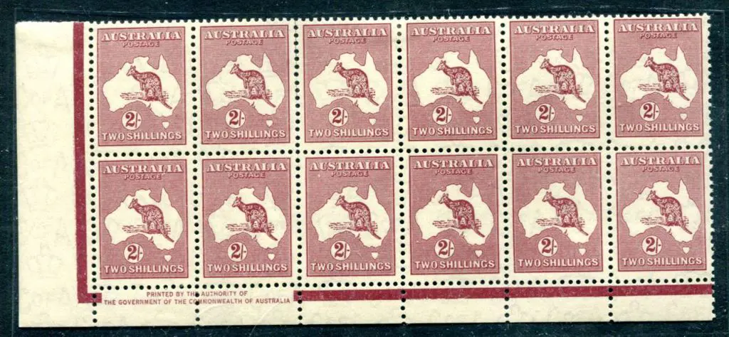 1931-47 CofA 2/- maroon redrawn Die (1945) bottom ... Image 1++