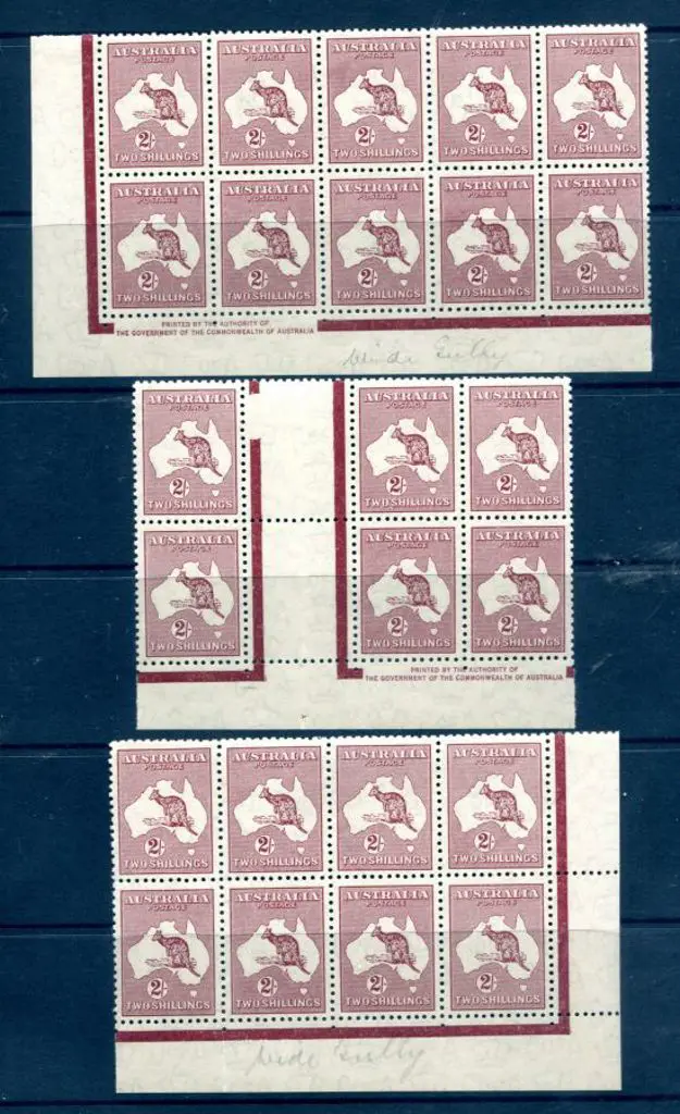 1931-47 CofA 2/- maroon redrawn Die (1945) in 3 ... Image 1++