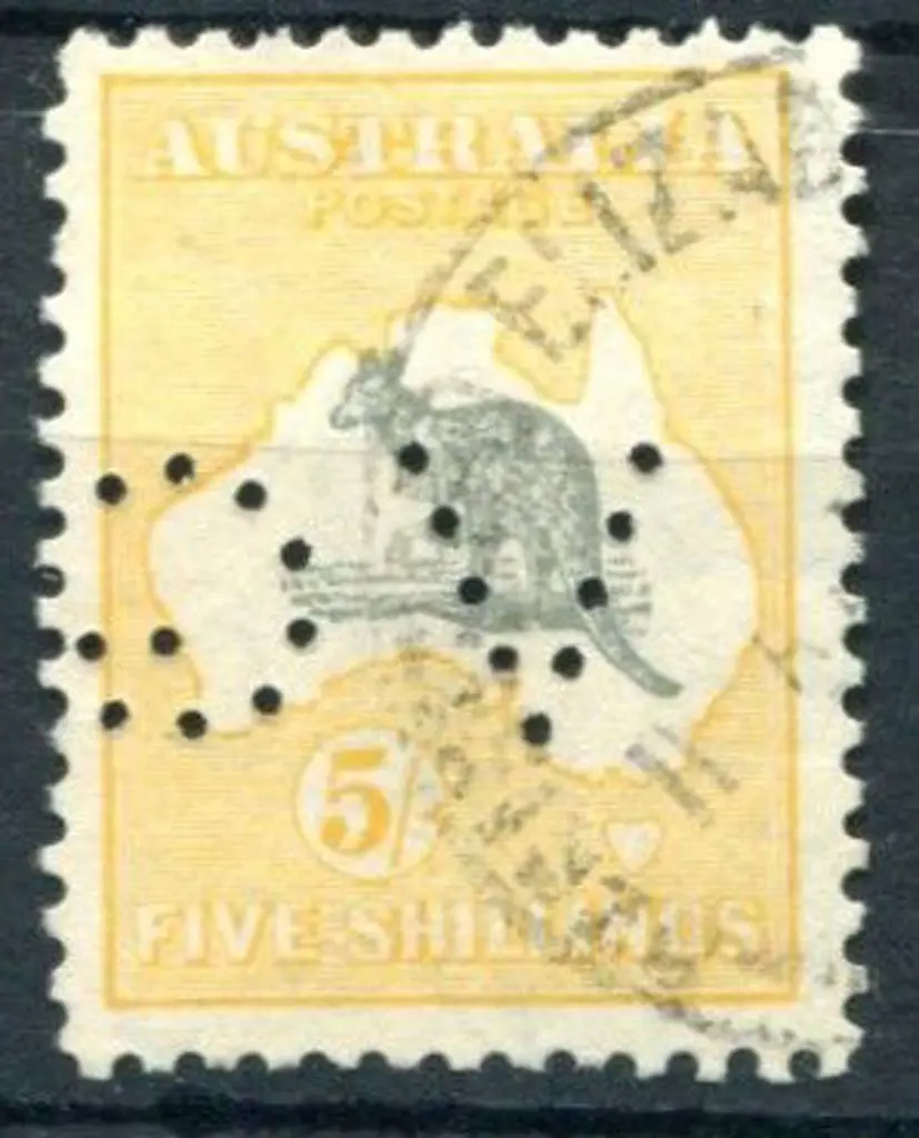 1931-47 CofA 5/- grey & yellow-orange with ... Image 1++