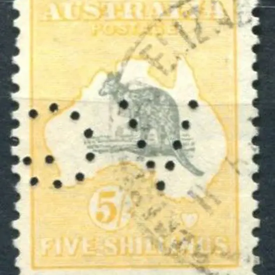 1931-47 CofA 5/- grey & yellow-orange with ...