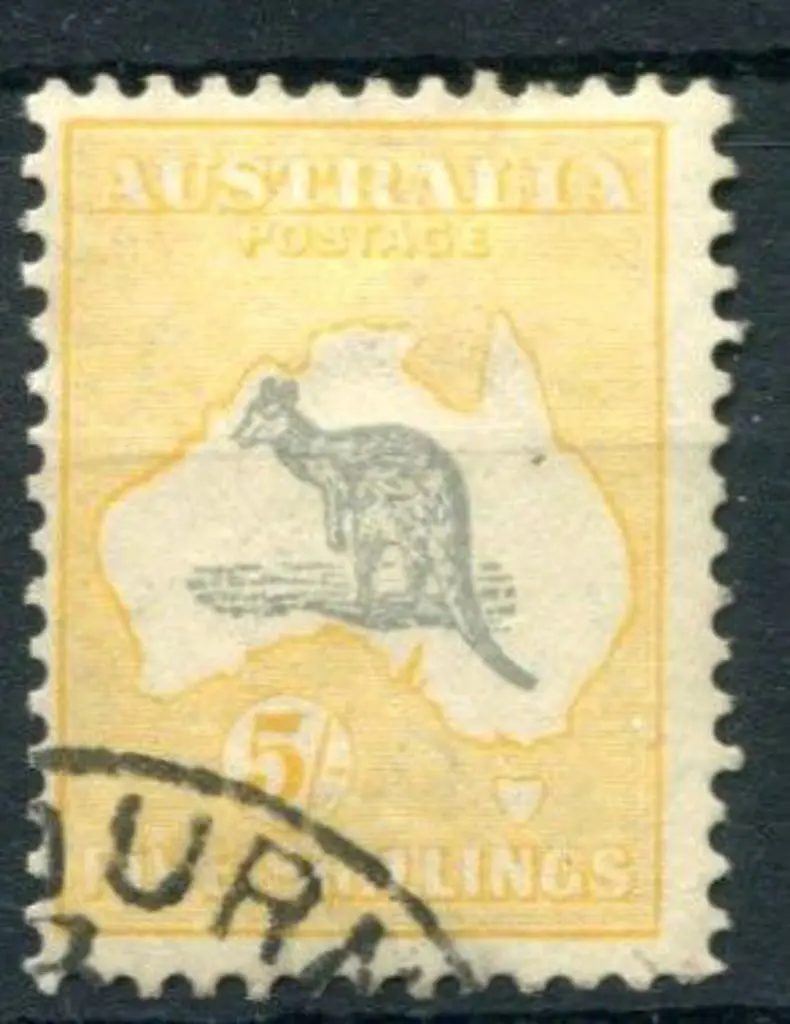 1931-47 CofA 5/- grey & yellow-orange with ... Image 1++