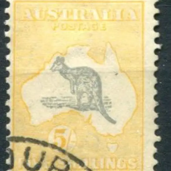 1931-47 CofA 5/- grey & yellow-orange with ...