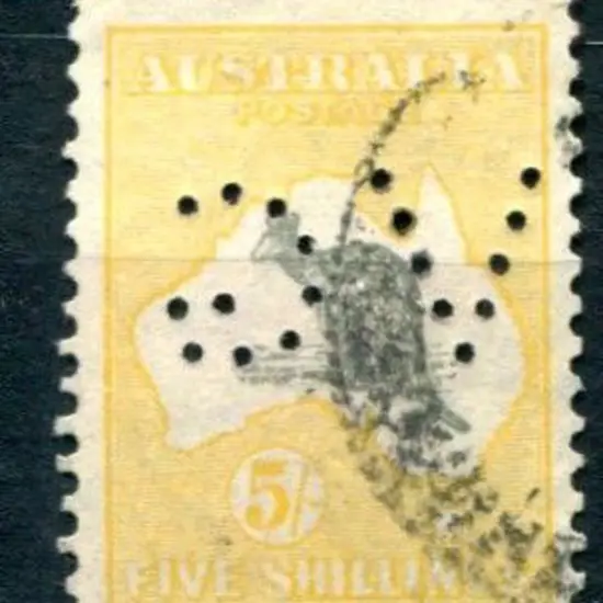 1931-47 CofA 5/- grey & yellow perfined "VG" but ...