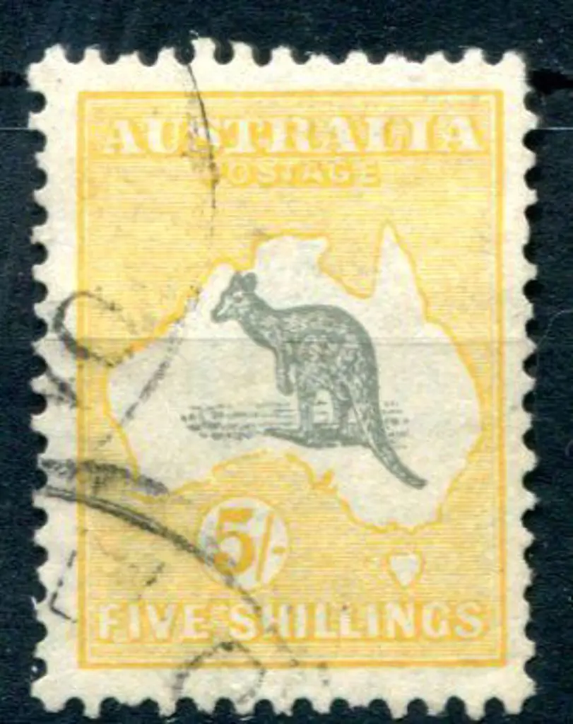 1931-47 CofA 5/- grey & yellow with "Spencer's ... Image 1++