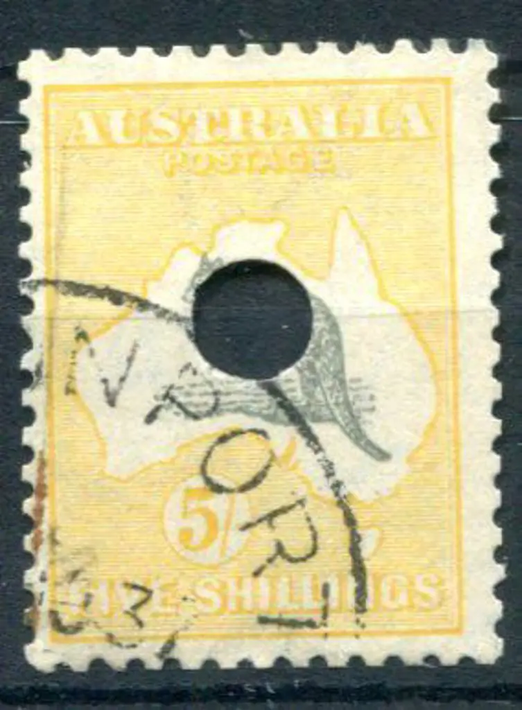 1931-47 CofA 5/- grey & yellow with Telegraph ... Image 1++
