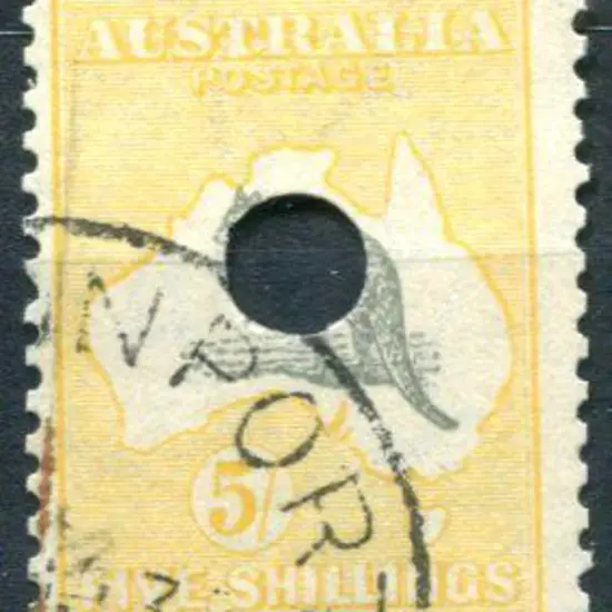 1931-47 CofA 5/- grey & yellow with Telegraph ...