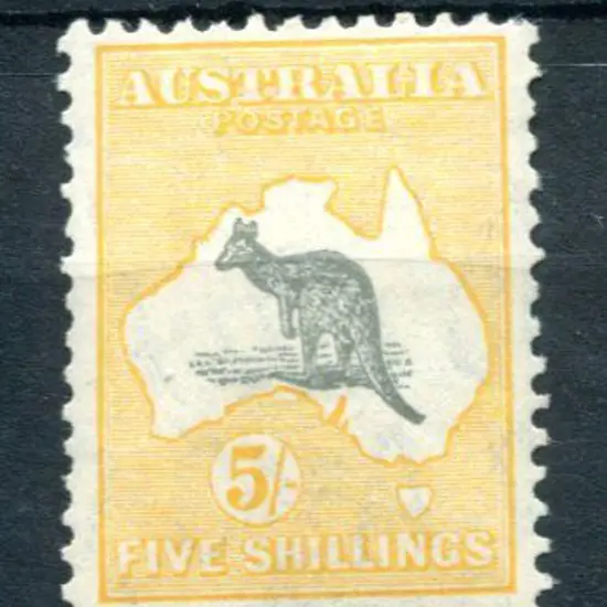 1931-47 CofA 5/- grey & yellow with "hunchbacked ...