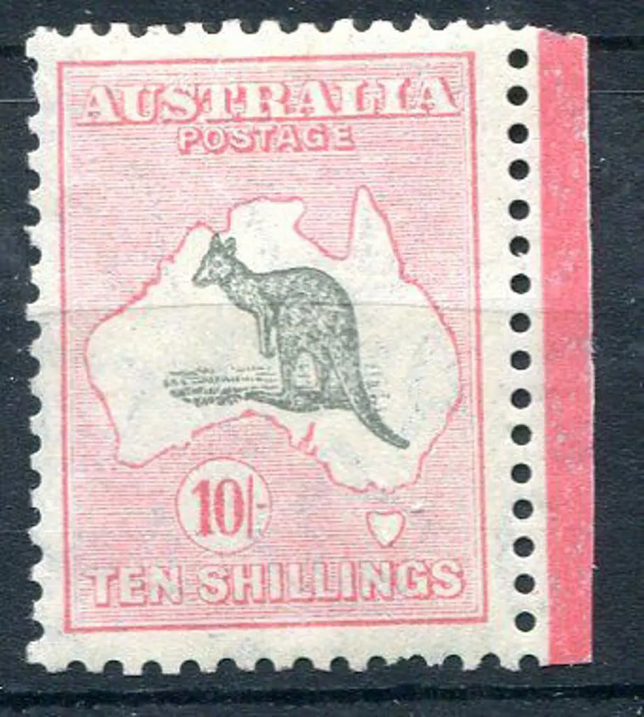 1931-47 CofA 10/- grey & pink with partial right ... Image 1++