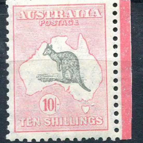 1931-47 CofA 10/- grey & pink with partial right ...