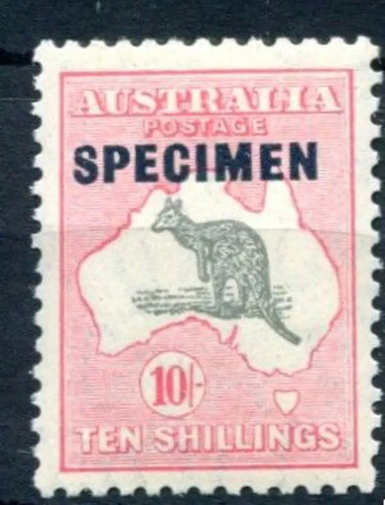 1931-47 CofA 10/- grey & aniline-pink ovptd ... Image 1++
