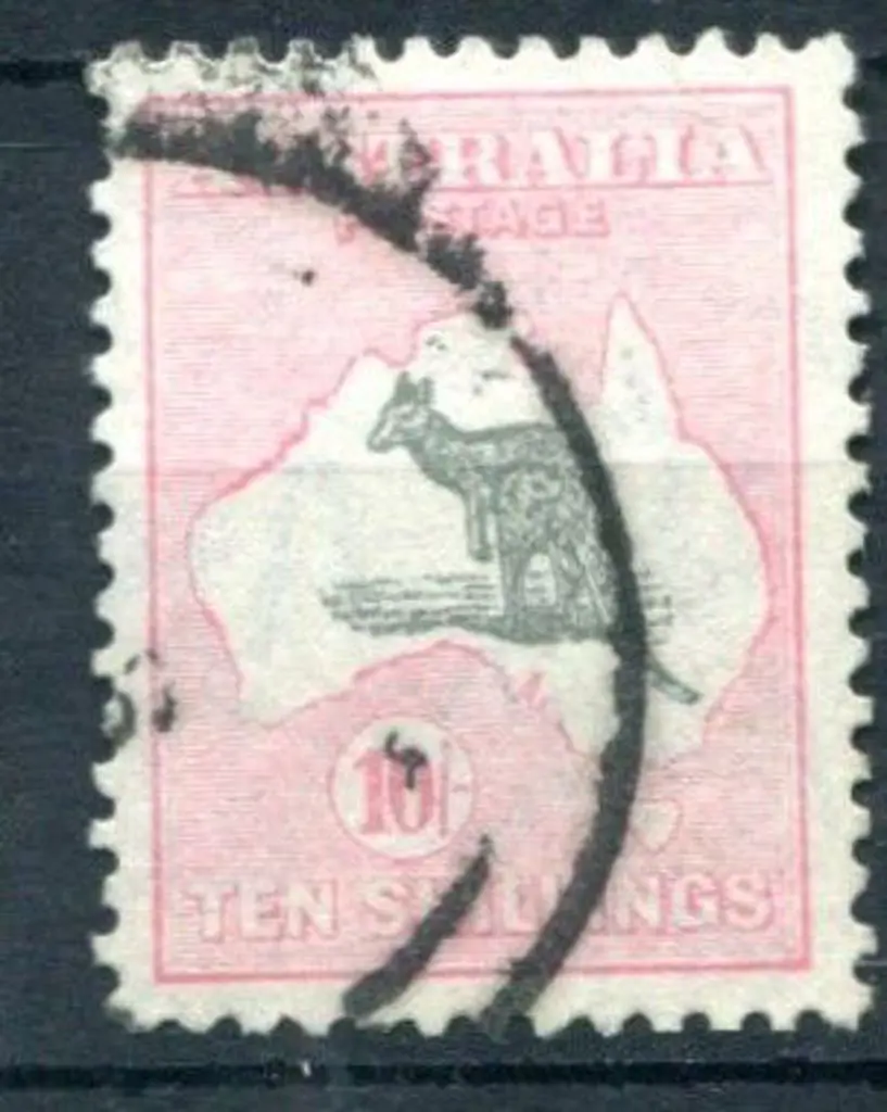 1931-47 CofA 10/- grey & aniline-pink with "short ... Image 1++