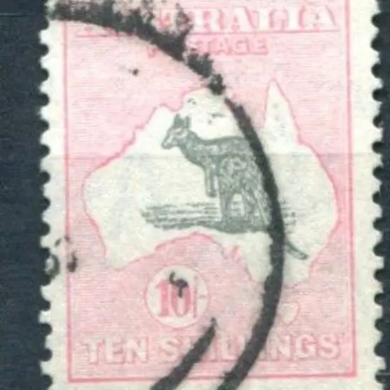 1931-47 CofA 10/- grey & aniline-pink with "short ...