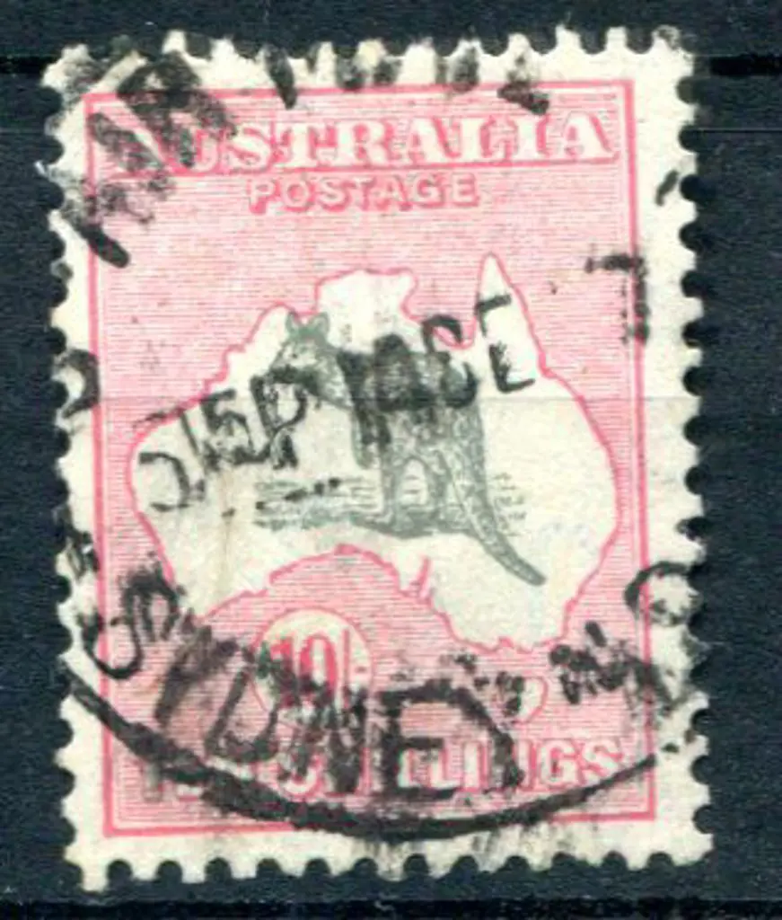 1931-47 CofA 10/- grey-black & pale rose-crimson ... Image 1++