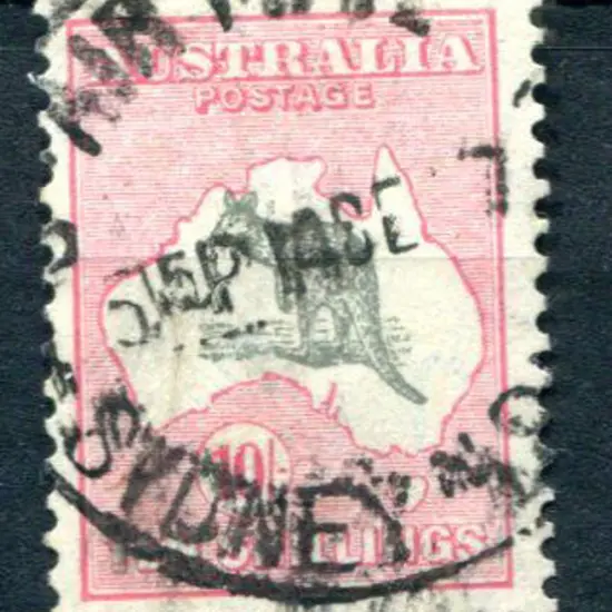 1931-47 CofA 10/- grey-black & pale rose-crimson ...