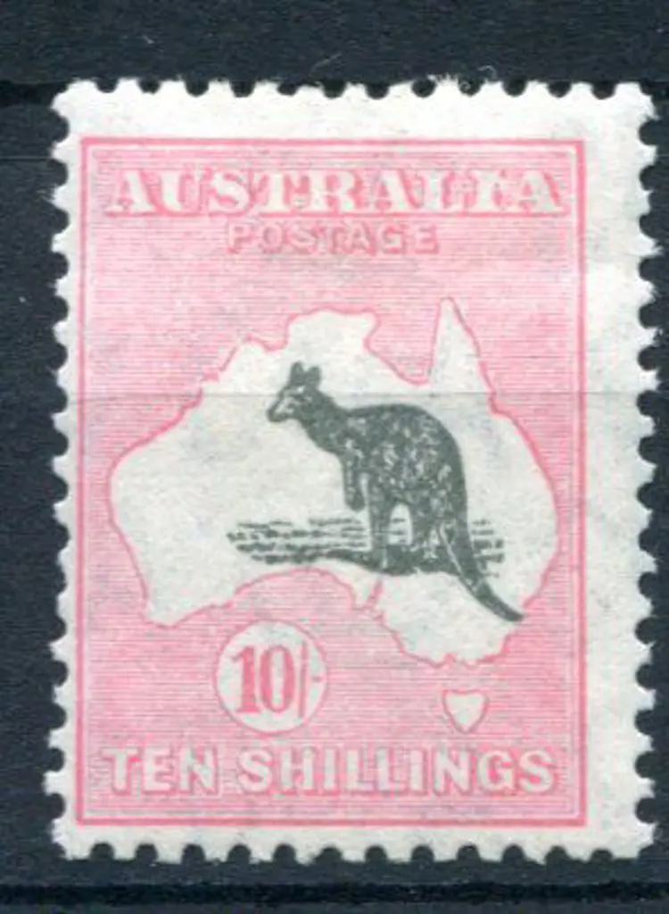1931-47 CofA 10/- dark grey & aniline-pink with ... Image 1++