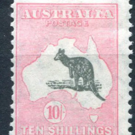 1931-47 CofA 10/- dark grey & aniline-pink with ...