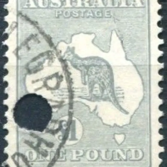 1931-47 CofA £1 grey with Telegraph puncture & ...