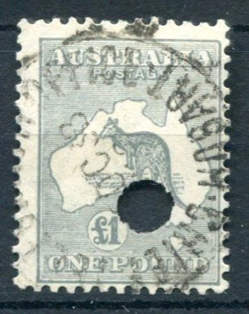 1931-47 CofA £1 grey with Telegraph puncture. Fine ... Image 1++