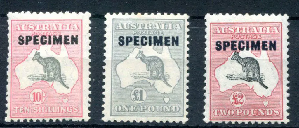 1931-47 CofA 10/-, £1 & £2 ovptd "SPECIMEN" type ... Image 1++
