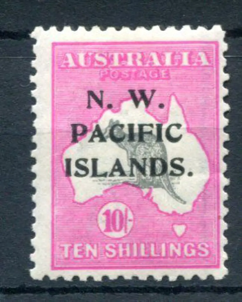 1918/22 10/- grey & bright pink kangaroo with "P" ... Image 1++