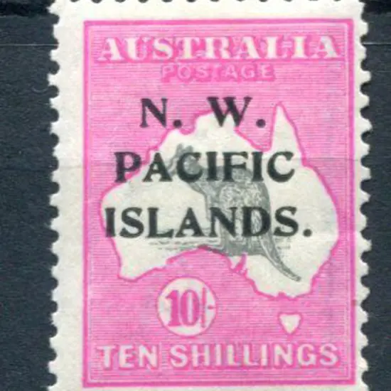 1918/22 10/- grey & bright pink kangaroo with "P" ...