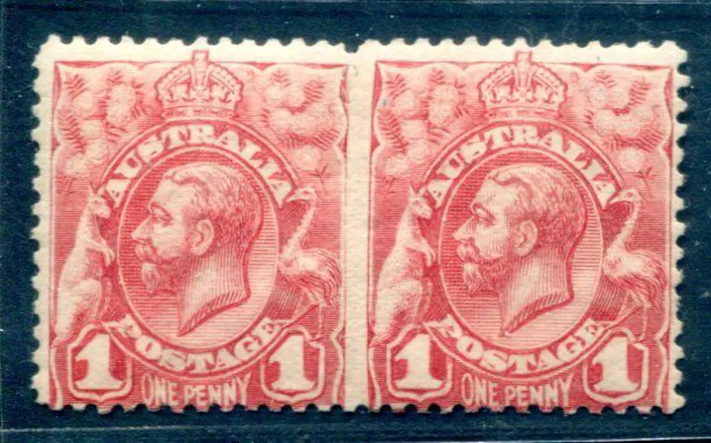 1913-14 1d Engraved 1d rose-red horizontal pair ... Image 1++
